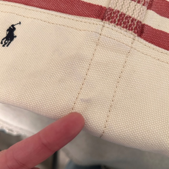 Ralph Lauren Polo Tote Canvas Vintage Flag Polo Leather Label Unlined 482286 - Picture 2 of 15